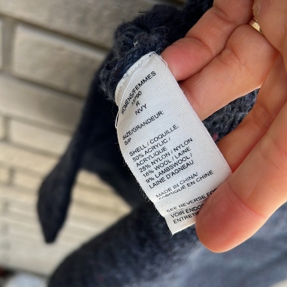 Woolrich Turtleneck Sleeveless Long Sweater Speckled Navy Blue - Picture 9 of 11